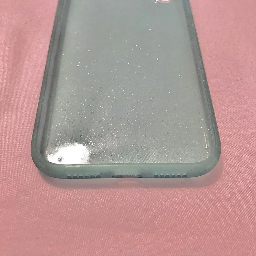 Apple IPhone Protective Silicone Back Cover Green Glitter Case